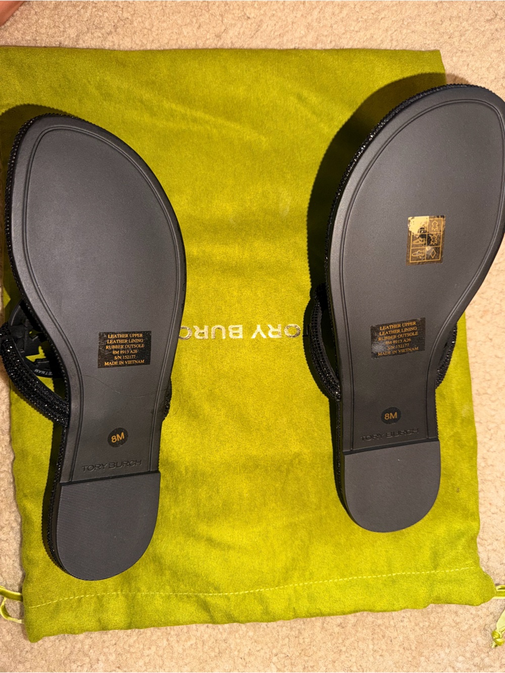 BRAND NEW Tory Burch Black Beaded Miller Thong Sandals SIZE 8 - Picture 4 of 6